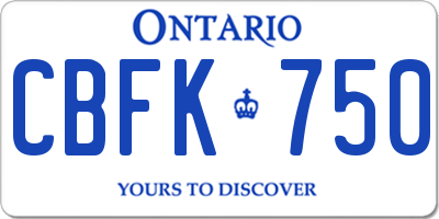 ON license plate CBFK750