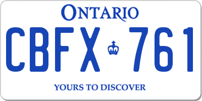 ON license plate CBFX761