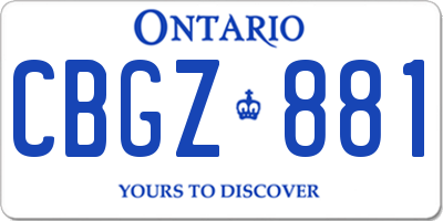 ON license plate CBGZ881