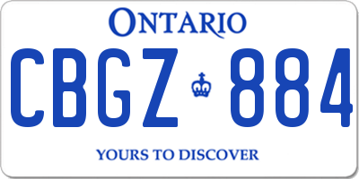 ON license plate CBGZ884