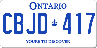 ON license plate CBJD417