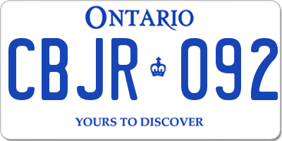ON license plate CBJR092