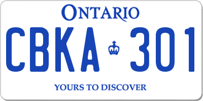 ON license plate CBKA301