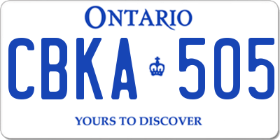 ON license plate CBKA505