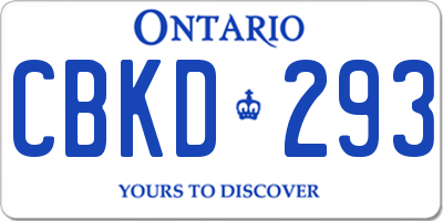 ON license plate CBKD293