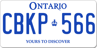 ON license plate CBKP566