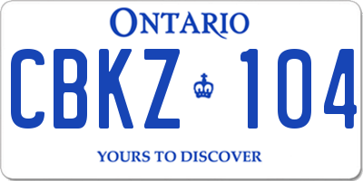 ON license plate CBKZ104