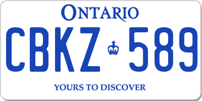 ON license plate CBKZ589