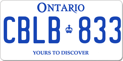 ON license plate CBLB833