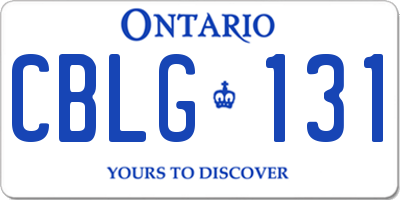 ON license plate CBLG131