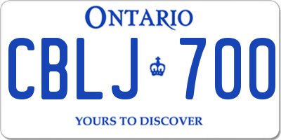 ON license plate CBLJ700