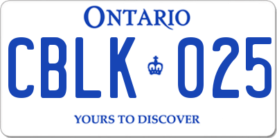 ON license plate CBLK025