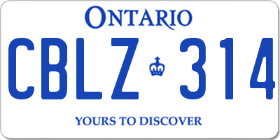 ON license plate CBLZ314