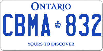ON license plate CBMA832