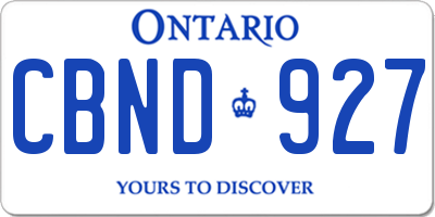 ON license plate CBND927