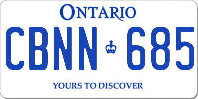 ON license plate CBNN685