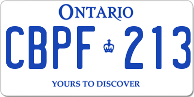 ON license plate CBPF213