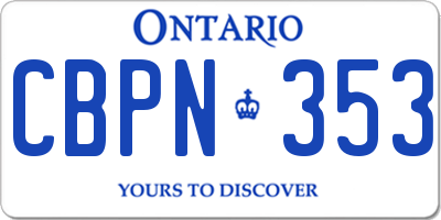 ON license plate CBPN353