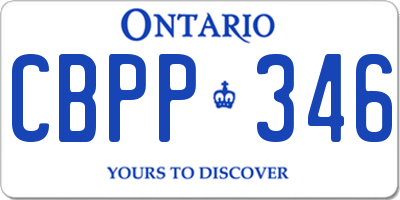 ON license plate CBPP346