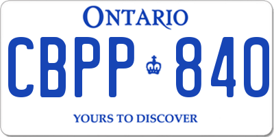 ON license plate CBPP840