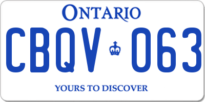 ON license plate CBQV063