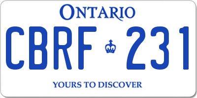 ON license plate CBRF231