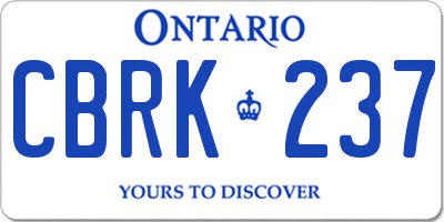 ON license plate CBRK237