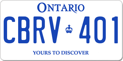 ON license plate CBRV401