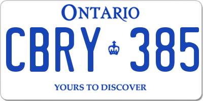 ON license plate CBRY385