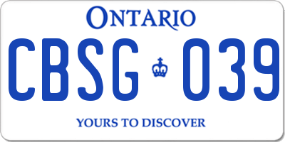 ON license plate CBSG039