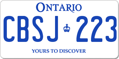 ON license plate CBSJ223