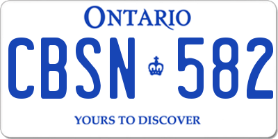 ON license plate CBSN582