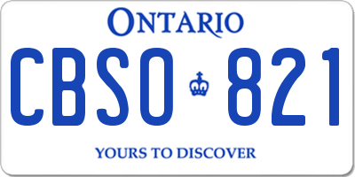 ON license plate CBSO821