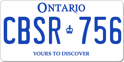 ON license plate CBSR756