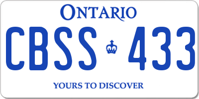 ON license plate CBSS433