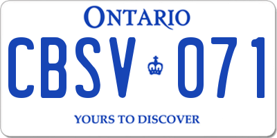 ON license plate CBSV071