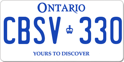 ON license plate CBSV330