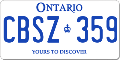ON license plate CBSZ359
