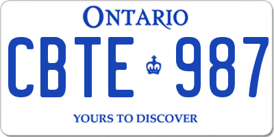 ON license plate CBTE987