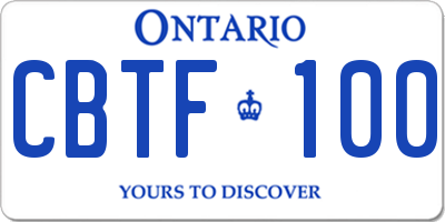 ON license plate CBTF100