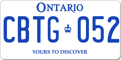 ON license plate CBTG052