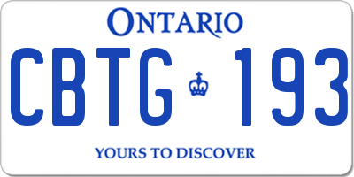 ON license plate CBTG193