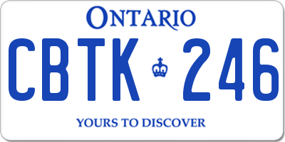 ON license plate CBTK246