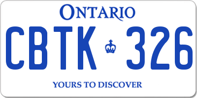 ON license plate CBTK326