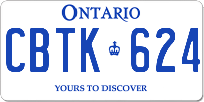 ON license plate CBTK624
