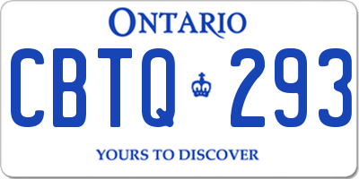 ON license plate CBTQ293