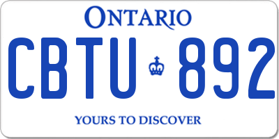 ON license plate CBTU892