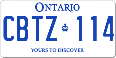 ON license plate CBTZ114