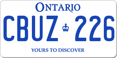 ON license plate CBUZ226