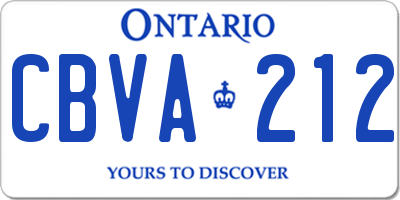 ON license plate CBVA212